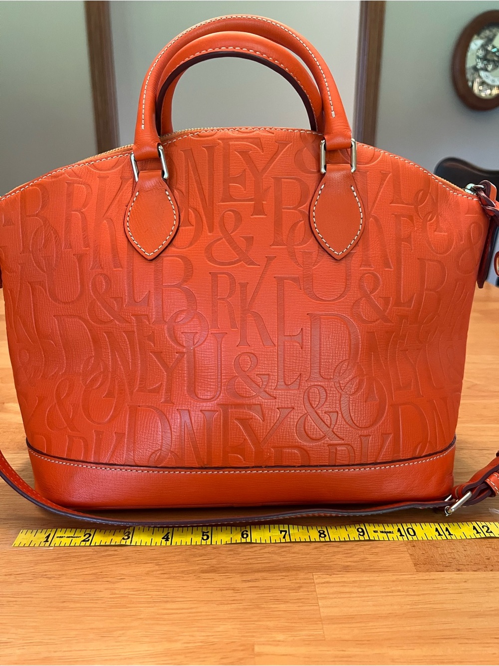 Dooney & Bourke Bright Orange Embossed Logo Satchel - Picture 3 of 15